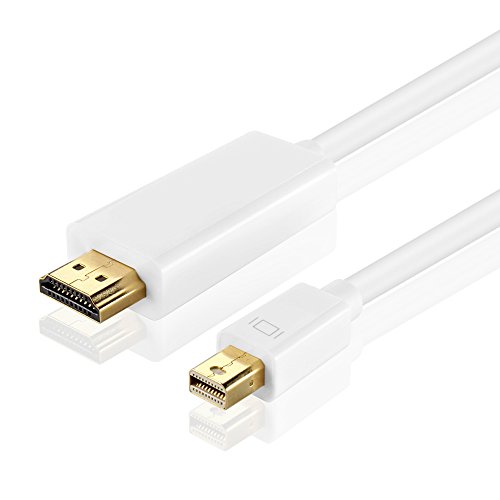 TNP Cable Adaptador Mini DisplayPort a HDMI, Mini DP a HDMI Compatible con Thunderbolt 2, Conector Macho, Convertidor de Audio y Video, Color Blanco (10 pies/ 3M)