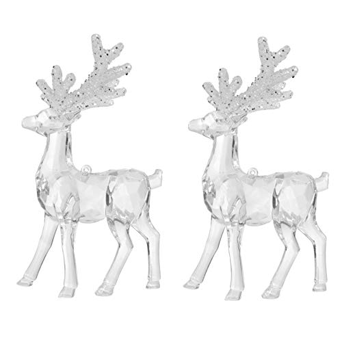 TomaiBaby 2 Piezas Figuras de Ciervos de Navidad Estatuas de Escultura de Renos de Cristal Decoraciones de Alces de Renos de Pie Claras Figuras de Animales del Bosque del Bosque Chimenea de