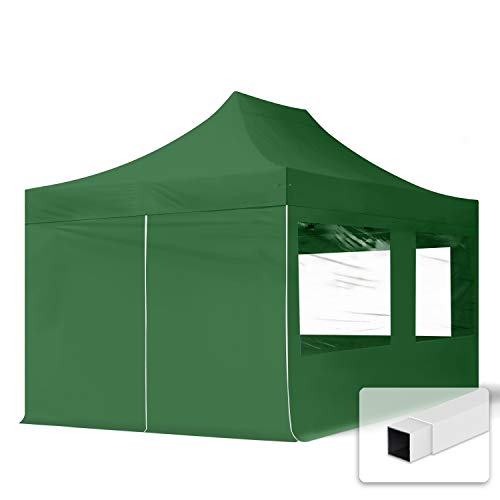 TOOLPORT 3x4,5m Gazebo Plegable - 4 Paneles Laterales (panorámica) PES300 Gazebo Plegable de Acero Carpas de Fiesta en el jardín Verde