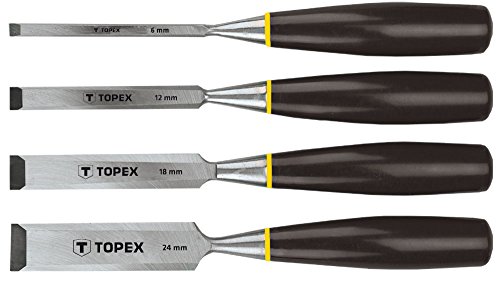 Topex 09A310 Pack de 4 formones (6, 12, 18, 24 mm), Set de 4 Piezas