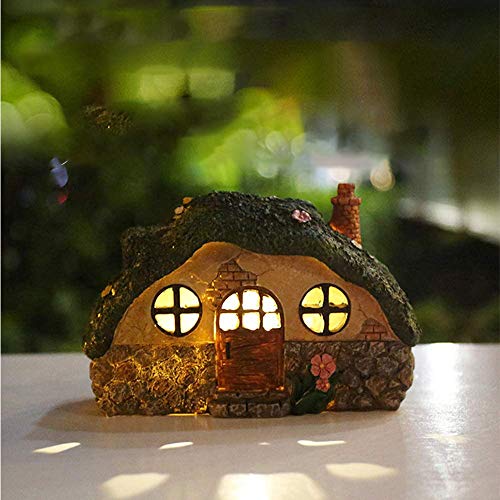 TopHGC Casa de hadas iluminada con energía solar, adorno de jardín de vivienda, lámpara de estatua de resina de la casa del árbol con inducción de control de luz para la decoración del hogar TopHGC Casa de hadas iluminada con energía solar, adorno de jardín de vivienda, lámpara de estatua de resina de la casa del árbol con inducción de control de luz para la decoración del hogar