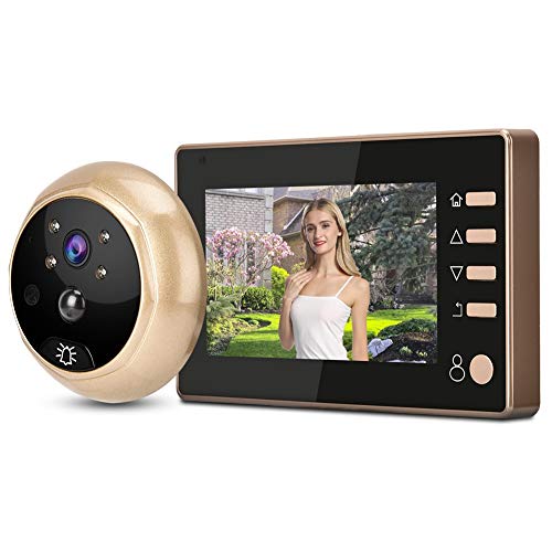 Tosuny Visor de Puerta Digital, cámara de Mirilla de 4.3 Pulgadas 1080P con Mirilla Compatible con 32 GB, Timbre de Seguridad para el hogar con PIR para Seguridad en el hogar.