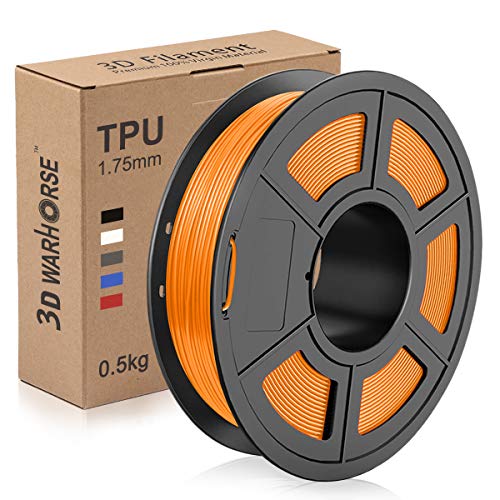 TPU Filament 1.75mm Flexible, 3D Printer Filament Dimensional Accuracy +/- 0.03 mm, 0.5 Kg Spool, Orange