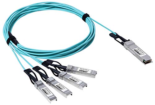 TRANSUTON Cable óptico activo QSFP+ de 40G a 4xSFP+ Breakout | Compatible con Dell (Force 10) CBL-QSFP-4x10G SFP+ Breakout-AOC1M 40GBASE QSFP+ 4x10G SFP+ Breakout AOC (1 m)