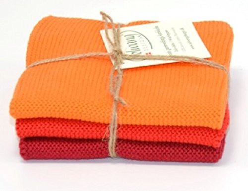 Trapos de limpieza Solwang De colour naranja y rojo Combi de punto de algodón de trapos de cocina de acero inoxidable de tela de limpieza