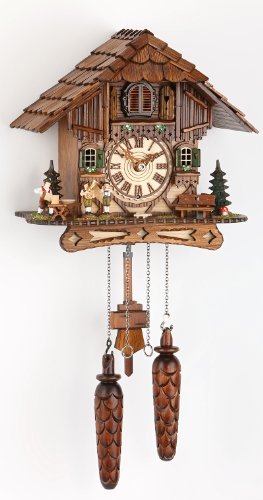 Trenkle Uhren Alemán Reloj de Cuco - Estilo Chalet - con Mecanismo de Cuarzo - 25 cm - Auténtico Reloj de Cuco del Bosque Negro