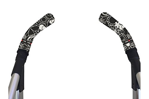 Tris&Ton Fundas empuñaduras verticales Modelo Black Print, empuñadura funda para silla de paseo cochecito carrito carro (Tris y Ton)