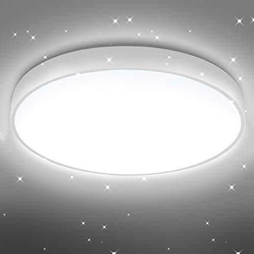 TYCOLIT Plafon LED de Techo, 20W Lámpara de Techo Moderna, LED Plafón para Baño Dormitorio Cocina Balcón Pasillo Sala de Estar Comedor 2800 LM, 6000K, Ø30cm, IP54 [Clase de eficiencia energética A+]