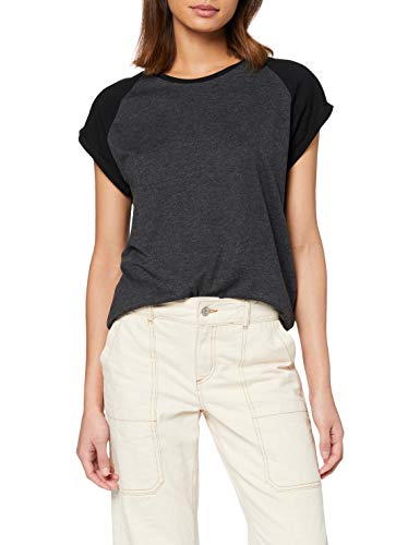 Urban Classics Ladies Contrast Raglan tee Camiseta, Carbón/Negro, XL para Mujer