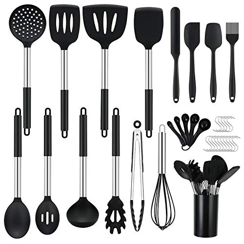 Utensilios de Cocina, WisFox 17 Piezas Resistente al Calor y Antiadherente Utensilios Cocina de Silicona y Acero Inoxidable, 15pcs Ganchos Utensilios de Cocina, WisFox 17 Piezas Resistente al Calor y Antiadherente Utensilios Cocina de Silicona y Acero Inoxidable, 15pcs Ganchos