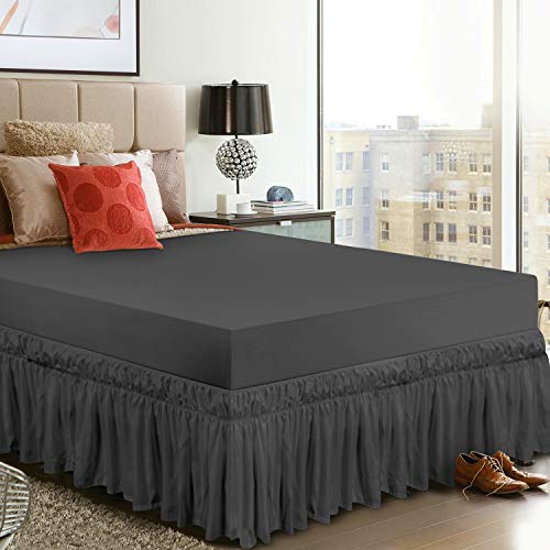 Utopia Bedding Elastic Bed Valance Skirt with Ruffles - Soft Brushed Microfibre Ruffle Drop: 40 cm - (King 150 x 200 cm, Grey) Utopia Bedding Elastic Bed Valance Skirt with Ruffles - Soft Brushed Microfibre Ruffle Drop: 40 cm - (King 150 x 200 cm, Grey)