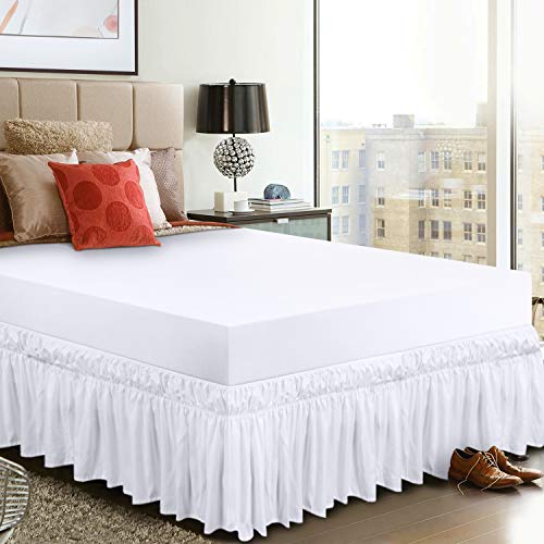 Utopia Bedding Elastic Bed Valance Skirt with Ruffles - Soft Brushed Microfibre Ruffle Drop: 40 cm - (Single 99 x 190 cm, White)