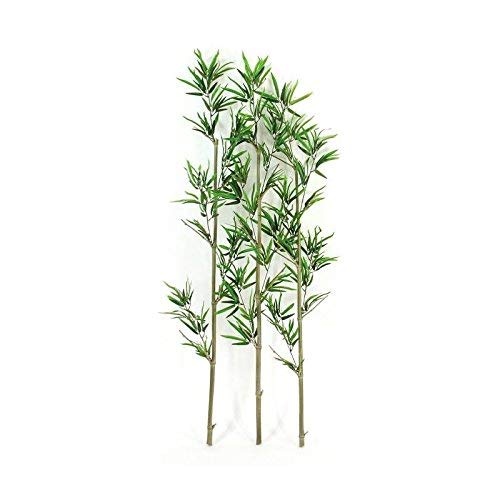 Verdevip Bamboo Bambu – Juego 3 cañas auténticas – Hojas artificiales resistentes a los rayos U.V. Certificado Tuv – Alto 150 cm