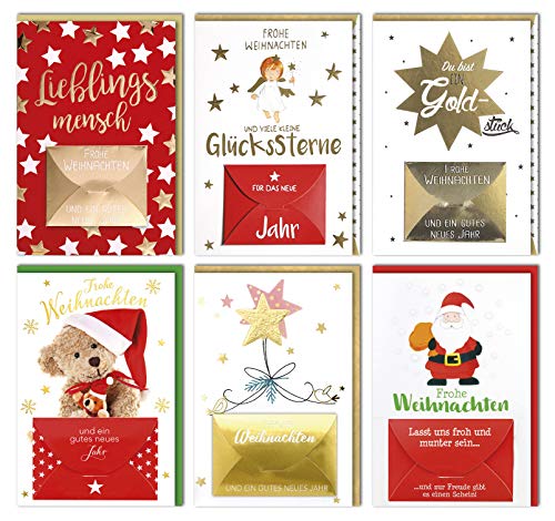 Verlag Dominique - Juego de 6 tarjetas de Navidad premium con cartera y sobre - varios diseños.