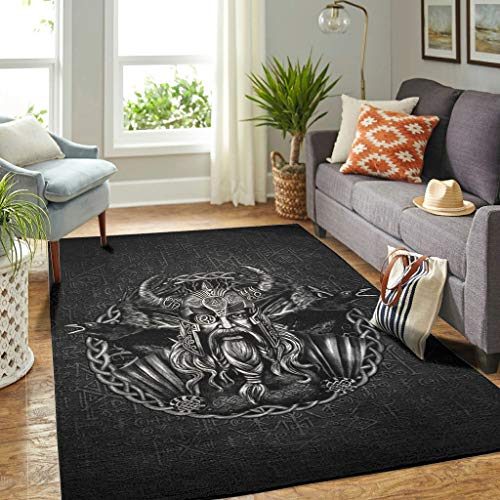 Veryday Alfombra vikinga Odin con cuervo vikingo, para salón, como puerta, para dormitorio o habitación infantil, color blanco, 91 x 152 cm Veryday Alfombra vikinga Odin con cuervo vikingo, para salón, como puerta, para dormitorio o habitación infantil, color blanco, 91 x 152 cm