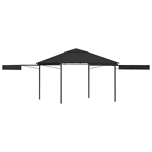 vidaXL Cenador con Tejado Doble Extensible Toldo Parasol Marquesina Pabellón Carpa Gazebo de Jardín Aire Libre Terraza Exterior Fiestas Eventos Antracita