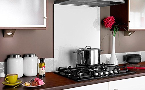 Vidriopanel Panel DE Vidrio para Cocina en Diferentes Medidas y Colores/Cristal de Protección Salpicaduras para frentes de cocinas (90x60 cm, Blanco)