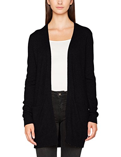 Vila Clothes Viril L/s Open Knit Cardigan-Noos Chaqueta Punto, Negro (Black), 38 (Talla del Fabricante: Medium) para Mujer