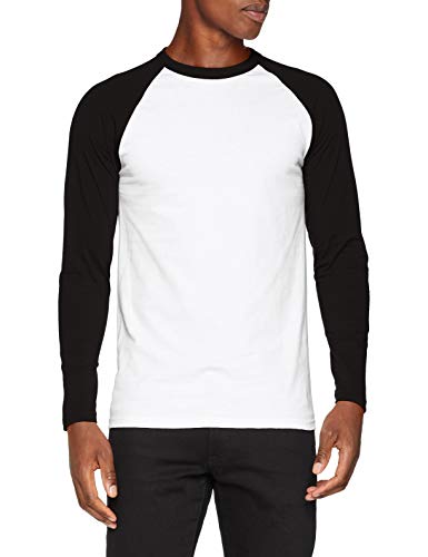 Vintage Supply Raglan Long Sleeve Camiseta de Manga Larga, Multicolor (Blanco y Negro y Blanco y Negro), M para Hombre