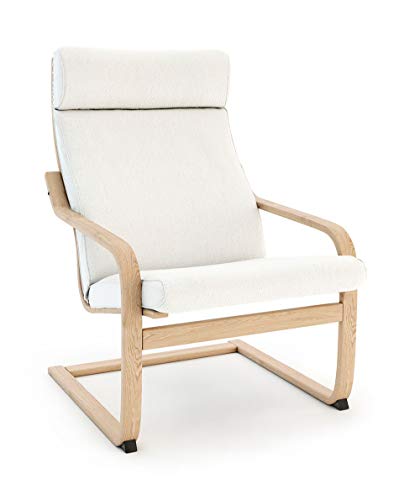 Vinylla Ikea Poäng - Funda de repuesto para sillón (cojín 3, algodón), color blanco