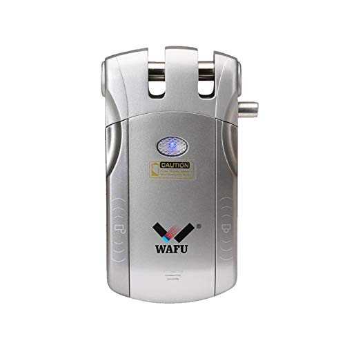 WAFU WF-010U Cerradura Inalámbrica Inteligente Cerradura Invisible Cerradura Control Remoto Desbloqueo de iOS Android APP con 4 Control Remotos, Plata