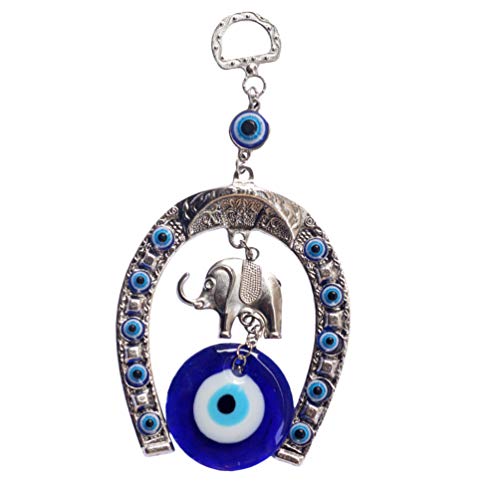 Wakauto Azul Ojo Malvado Colgante Decoración Turco Mal de Ojo Elefante Amuleto Colgante de Pared Decoración del Hogar Colgante Protección Bendición Llavero para Coche Oficina en Casa