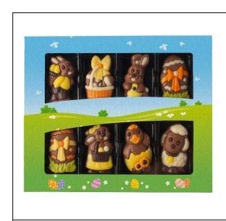 Weibler Confiserie Caja de regalo con 8 figuras de Pascua surtidas en chocolate con leche - 1 x 80 gramos