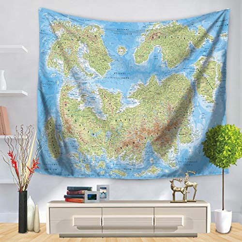 WERT Mapa del Mundo patrón Tapiz de Pared Manta Colgante de Pared decoración de casa de Campo máquina de decoración para el hogar A17 200x150cm