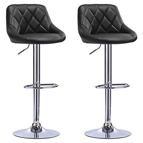 WOLTU 2X Taburete de Bar con Respaldo Cuero Sintético Taburetes Alto Cocina Regulable en Altura Taburete Giratorio Sillas Bar Taburete de Escritorio Negro BH23sz-2 WOLTU 2X Taburete de Bar con Respaldo Cuero Sintético Taburetes Alto Cocina Regulable en Altura Taburete Giratorio Sillas Bar Taburete de Escritorio Negro BH23sz-2