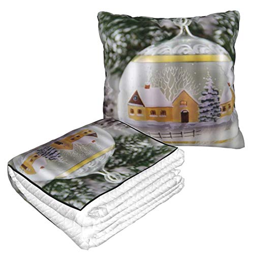 XINGAKA Manta de Viaje súper Suave,Cerca de la casa de Campo con árbol de Pino Dentro de una Bola de Cristal rústica Navidad,Manta Plegable,Almohada cómoda XINGAKA Manta de Viaje súper Suave,Cerca de la casa de Campo con árbol de Pino Dentro de una Bola de Cristal rústica Navidad,Manta Plegable,Almohada cómoda