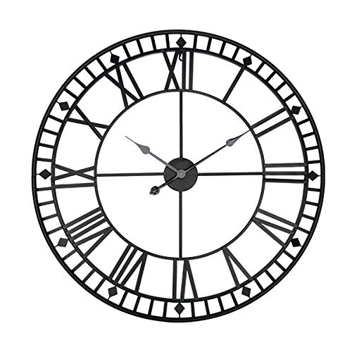 XUEE Reloj de Pared, 80cm Retro Silent Metal Gran número Romano Reloj Decorativo para Cocina, Dormitorio, jardín, Sala de Estar, Estudio, Oficina,B