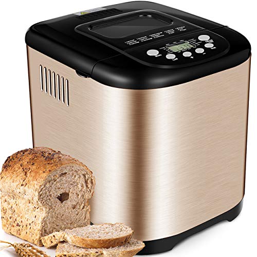 Yabano máquina de Pan de Acero Inoxidable, máquinas de Pan con Pantalla táctil de Alta sensibilidad, Temporizador de 15 Horas, 2 Libras de Gran Capacidad Máquina para Hacer Pan en Casa Panificadora