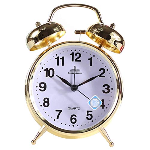 Ybzx Reloj Despertador Tradicional Que no Hace tictac Funciona con Pilas Relojes despertadores de Campana Doble Reloj Despertador clásico clásico de cabecera, R