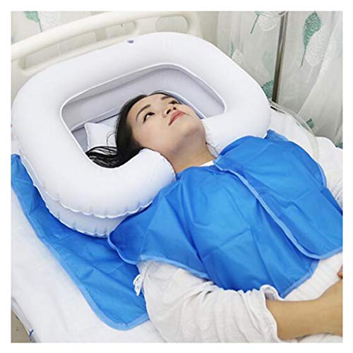 YDDZ Lavacabezas Portatil Lavabo Inflable para Champú Junto a La Cama con Bolsa de Agua para Ducha Chal Impermeable Cojín Impermeable Almohada Inflable Bomba para Ancianos/Discapacitados/Mujeres