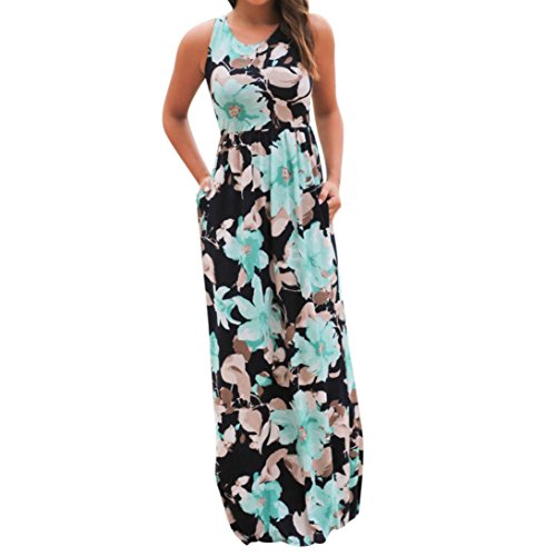 Yesmile Vestido de Mujer Falda Blanco Ropa Vestido Elegante de Noche para Boda Fista Vestido Largo Sin Mangas con Estampado Floral y Bolsillos para Mujer (Azul, XL) Yesmile Vestido de Mujer Falda Blanco Ropa Vestido Elegante de Noche para Boda Fista Vestido Largo Sin Mangas con Estampado Floral y Bolsillos para Mujer (Azul, XL)