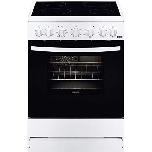 Zanussi ZCV65201WA Cocina independiente 85 x 60 x 60 cm, con placa vitrocerámica de 4 zonas, horno y grill eléctricos, multifunción de 5 programas, Clase A-10%, Blanco Zanussi ZCV65201WA Cocina independiente 85 x 60 x 60 cm, con placa vitrocerámica de 4 zonas, horno y grill eléctricos, multifunción de 5 programas, Clase A-10%, Blanco