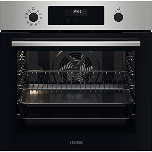 Zanussi ZOPXD6X2 Horno Multifunción con Limpieza Pirolítico, 9 posiciones con cavidad XXL, Diplay LED, Reloj electrónico + Mandos escamoteables, Carriles telescópicos 1 nivel, Inox, A+, 72 litros