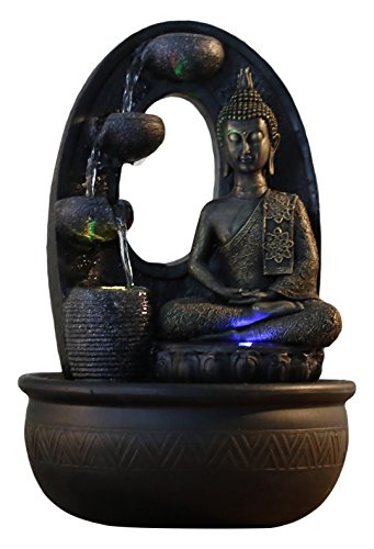 Zen'Light - Harmonie Fuente de poliresina, 26 x 16 x 40 cm, Color Negro
