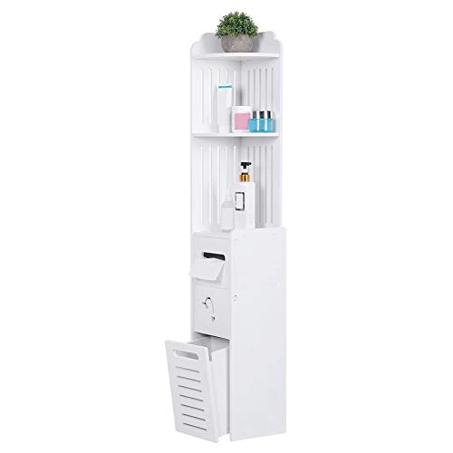 Zerone Armario de Suelo para Baño, Columna Vertical Blanco para Almacenamiento, 22 x 20 x 120 cm Zerone Armario de Suelo para Baño, Columna Vertical Blanco para Almacenamiento, 22 x 20 x 120 cm