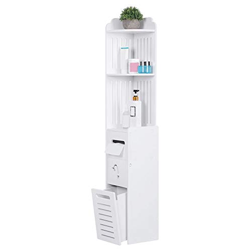 Zerone Armario de Suelo para Baño, Columna Vertical Blanco para Almacenamiento, 22 x 20 x 120 cm