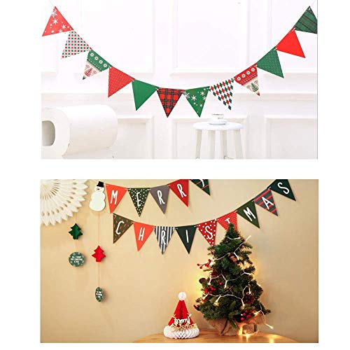 Zueyen 3 banderines de Navidad triángulo banderines banderines guirnalda para fiestas de Año Nuevo, decoración de muñeco de nieve, papel de Navidad, chimenea, puerta, ventana, día festivo