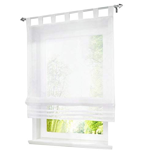 1 estor con anillas, cortinas Voile, cortina transparente, tela, weiß, BxH 140x155cm