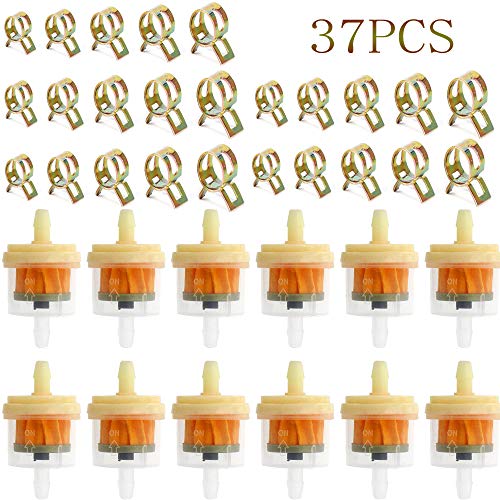 12 Piezas Filtro de Combustible Universal con 25 Piezas Tubos Clips, con Imán, para Motocicletas, Scooters, Motores de Cortacésped (6 mm, 7 mm, 8 mm, 9 mm, 10 mm)