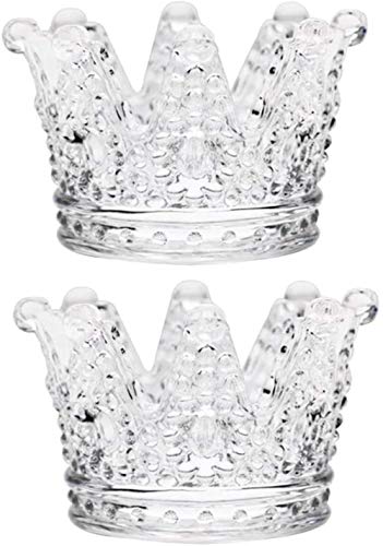 2 piezas de cristal transparente corona cenicero bandeja de incienso candelita vintage titular de la vela organizador de la joyería para el hogar decoración de la mesa de la boda centro de mesa
