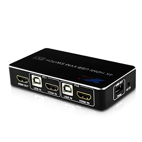 2 Puertos USB HDMI KVM Switch 4K @ 60Hz RGB/YUV 4：4：4 HDR HDMI 2.0 Conmutador 2X1 Impresora del ratón del Teclado de la Ayuda