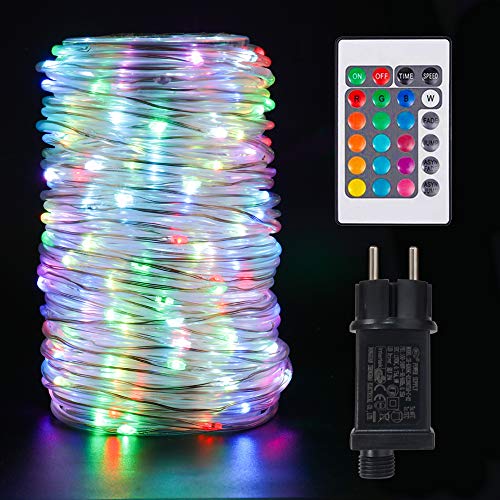20M Luces de cuerda para exteriores - IP68 Impermeable Fairy 200 Tubo de luz LED con control remoto y temporizador / 16 colores y 4 modos para bar, fiesta, cumpleaños, Navidad, boda