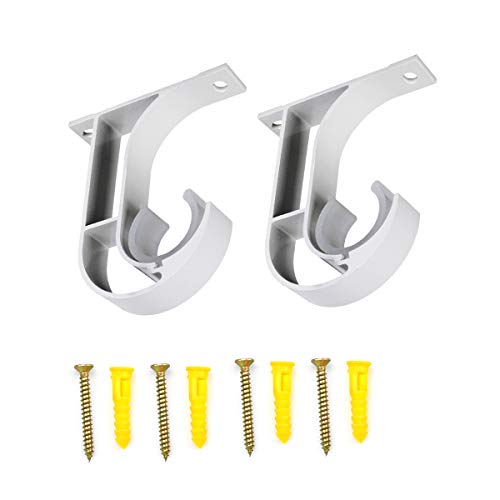 2pcs Soporte de Barra de Cortina, Soportes de Metal de Cortina, Soporte para Barra de Armario, Soporte en Forma de U, Soporte de Techo para Barra de Cortina y Barra de Armario, con 4 Tornillos, Blanco