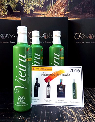 3 botellas x 500 ml - Vieiru, As Pontis variedad manzanilla cacereña - Aceite de oliva virgen extra DOP Gata-Hurdes por Oliva Oliva