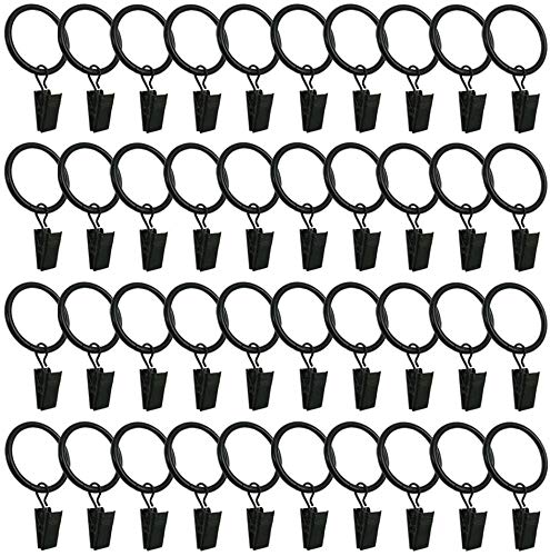 40 Piezas Anillos de Cortina, Clips de Cortina Anillos Decorativos de Metal para Cortinas Diámetro Interior de 3.8cm Pulgadas, Negro