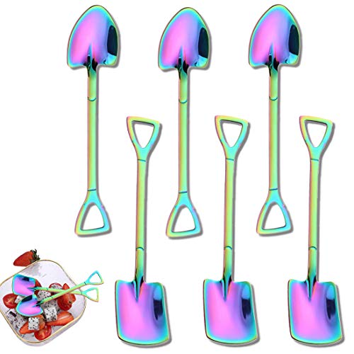 6 cucharas de pala de acero inoxidable, cuchara roja de pala creativa en forma de pala, cuchara de sandía, leche, té, café, azúcar, cuchara, helado, postre, cuchara (colorido) 6 cucharas de pala de acero inoxidable, cuchara roja de pala creativa en forma de pala, cuchara de sandía, leche, té, café, azúcar, cuchara, helado, postre, cuchara (colorido)